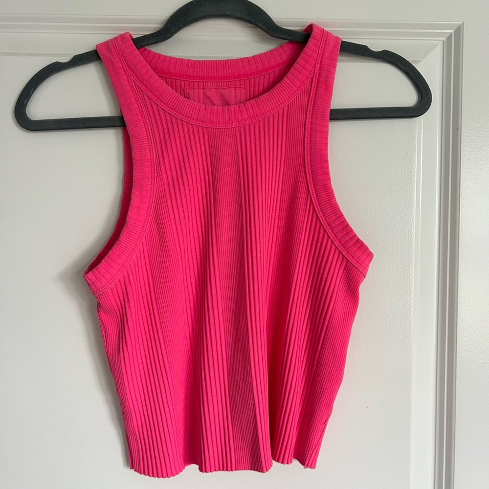 Aerie Hot Pink Ribbed Tank Top